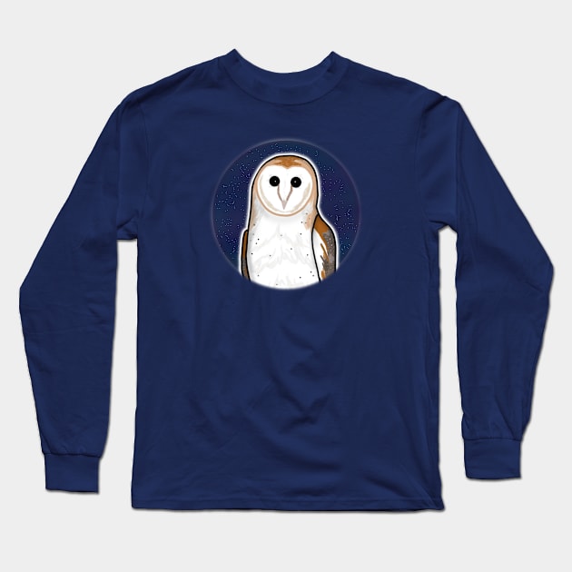 Starry Night Barn Owl (Small Print) Long Sleeve T-Shirt by Aeriskate